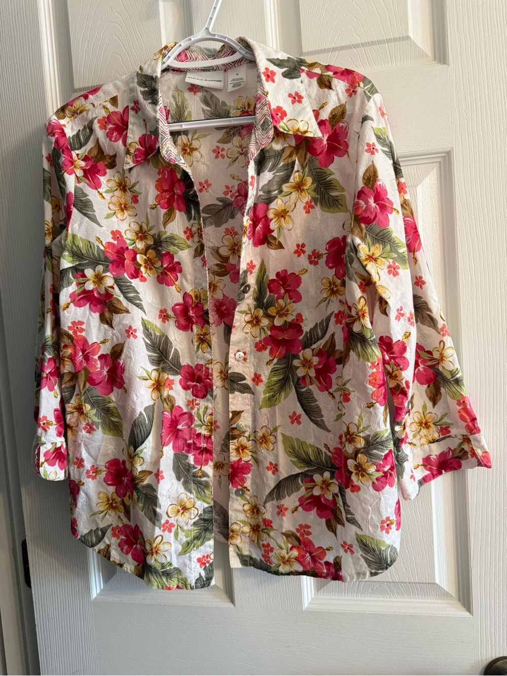 Alfred Dunner Floral Button-Front Shirt in Pink, Yellow & Green